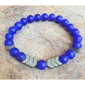 Korikom KBLK00062 Mat Mavi Jasper Akik Hematit Doğal Taş Bileklik - 1