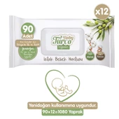 Baby Turco Doğadan Yenidoğan Islak Bebek Havlusu 12X90 Yaprak - 1