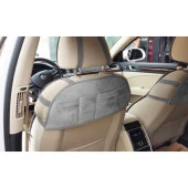 Peugeot 5008 Yeni Nesil Koltuk Koruyucu 2014 ve Sonrası Ön 2 Li Kılıf Minder Gri thumbnail 2