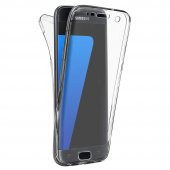 Samsung S7 Edge 360 Derece Şeffaf Silikon Kılıf Komple Koruma - 1