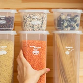 Porsima 1174 12'li Etiketli Kapaklı Gıda Kavanoz Saklama Kabı Seti Erzak Kabı Organizer Şefaf Kapak thumbnail 4