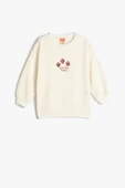 Koton Kız Bebek Sweatshirt Uzun Kollu Bisiklet Yaka Baskı Detaylı Şardonlu Pamuklu - 1
