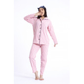 Kadın Pijama Takımı Gömlek Yaka Tam Düğmeli Pijama Tampap 3010 - 1