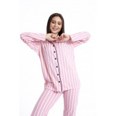 Kadın Pijama Takımı Gömlek Yaka Tam Düğmeli Pijama Tampap 3010 - 3