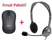 Logitech B220 Kablosuz Mouse 910-004881 + Logitech H111 Kulaklık 981-000593 - 1
