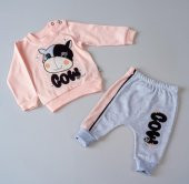 Kız Bebek Sevimli İnek, Cow Baskılı 2li Takım 6451 - 11