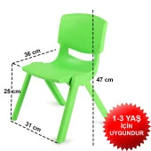 Çocuk Masa Sandalye Takımı Yeşil Alfabe 1-3 Yaş İçin thumbnail 6