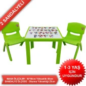 Çocuk Masa Sandalye Takımı Yeşil Alfabe 2S 1-3 Yaş İçin - 2