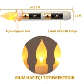 HyMark Titreyen Dekoratif Led Mum 12 Adet Alevsiz Konik Şekilli Uzaktan Kumandalı - 5