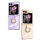 Samsung Galaxy Z Flip 6 Kılıf Yüzüklü Şeffaf Kıpta Kapak thumbnail 3