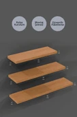 yankı-byeg 40 Cm 50 Cm 60 Cm 3lü Safir Meşe Mdf Uçan Duvar Rafı Gizli Bağlantı Kitaplık thumbnail 2