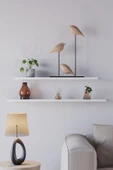 yankı-byeg 70 Cm 80 Cm 2li Mat Beyaz Mdf Uçan Duvar Rafı Gizli Bağlantı Kitaplık Dekoratif Duvar Rafı thumbnail 2