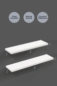 yankı-byeg 50 Cm 60 Cm 2li Mat Beyaz Mdf Uçan Duvar Rafı Gizli Bağlantı Kitaplık thumbnail 2