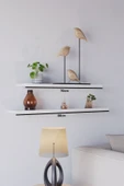 yankı-byeg 70 Cm 80 Cm 2li Mat Beyaz Mdf Uçan Duvar Rafı Gizli Bağlantı Kitaplık Dekoratif Duvar Rafı thumbnail 1