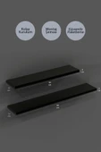 yankı-byeg 80 Cm 60 Cm 2li Mat Siyah Mdf Uçan Duvar Rafı Gizli Bağlantı Kitaplık thumbnail 2