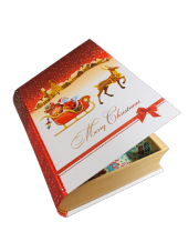 YILBAŞI KUTU KİTAB MODELİ NOEL BABA VE GEYiK MERRY CHRİSTMAS 22CM X 15CM X 5CM - 1