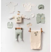 10 Parça Bebek Hastane Çıkışı Fiyonk ve Çiçek Detaylı Yeşil - 4