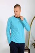 Akbeniz Erkek Penye Uzun Kol Pijama Takımı 6860 Turkuaz - 3