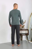 Akbeniz Erkek Penye Uzun Kol Pijama Takımı 6860 Haki - 11