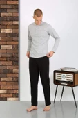 Akbeniz Erkek Penye Uzun Kol Pijama Takımı 6860 GRİ - 9