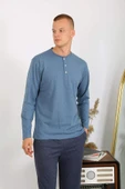 Akbeniz Erkek Penye Uzun Kol Pijama Takımı 6860 İndigo - 10