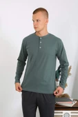 Akbeniz Erkek Penye Uzun Kol Pijama Takımı 6860 Haki - 10