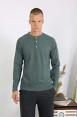 Akbeniz Erkek Penye Uzun Kol Pijama Takımı 6860 Haki - 9