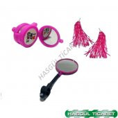 HSGL BİSİKLET ZİL AYNA PÜSKÜL HASIR ÖRGÜLÜ PLASTİK SEPET SETİ - 4