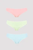 Pudra Yeşil Mavi  3lü Kaşkorse Basic Külot thumbnail 1
