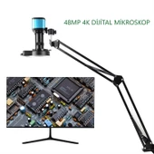 TriLine 48MP 4K 60F/S Endüstriyel Mikroskop Katlanabilir Tutucu 150X Zoom Lensli 56 Led Halka Işık thumbnail 1