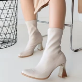 Enjila Bej Cilt Topuklu Streç Bot thumbnail 4