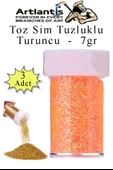 Turuncu Toz Sim Tuzluklu 7 gr 3 Adet Renkli Toz Sim Epoksi Reçine Okul Etkinlik Dekarasyon Slime - 1