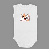 Gözleri Parlayan Kedi Baskılı Bebek Body Zıbın Çıtçıtlı Badi thumbnail 19