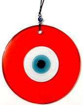 Nazar Boncuklu 16 Santimetre El Yapımı Turuncu Duvar Süsü Hediyelik Eşya thumbnail 1