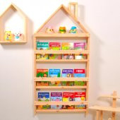 Çocuk Odası Eğitici Montessori Kitaplık Mobilya Raf Duvar Rafı 4 Lü - 3