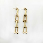 Top Uçlu Gold Zincir Küpe - 2