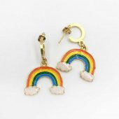 Gökkuşağı Sallantılı Gold Küpe - 1