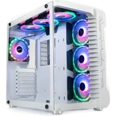 SNT Luobin III Midi Tower Atx Akvaryum Gaming 7 x Argb Fanlar ve Uzaktan Kumanda Dahil Beyaz Masaüstü Bilgisayar Kasası (POWER YOK) - 1