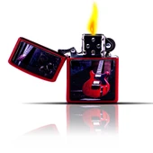 Elektronik Gitar Desenli Kırmızı Benzinli Çakmak - 2