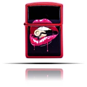 Dudak ve Kurşun Desenli Kırmızı Benzinli Çakmak thumbnail 4