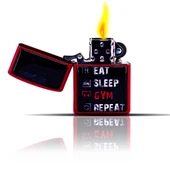 Eat Sleep Gym Repeat Kırmızı Benzinli Çakmak - 5