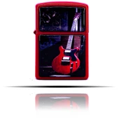 Elektronik Gitar Desenli Kırmızı Benzinli Çakmak - 3