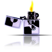 Sevgililer Siyah Beyaz Benzinli Çakmak thumbnail 3