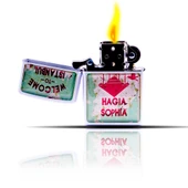 Hagia Sophia İstanbul Temalı Beyaz Benzinli Çakmak thumbnail 3