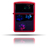 Kedi Pati Desenli Kırmızı Benzinli Çakmak thumbnail 3