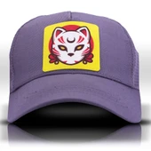 Kitsune Anime Fileli Lila Beyzbol Kadın Şapka Trucker Cap - 4