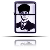 Atatürk Portreli Siyah Benzinli Çakmak thumbnail 1
