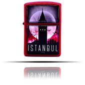 İstanbul Temalı Kırmızı Benzinli Çakmak - 6