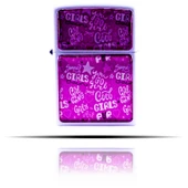 Girl Power Karalama Desenli Pembe Beyaz Benzinli Çakmak thumbnail 4