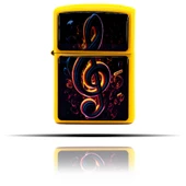 Sol Anahtarı Desenli Sarı Benzinli Çakmak thumbnail 3